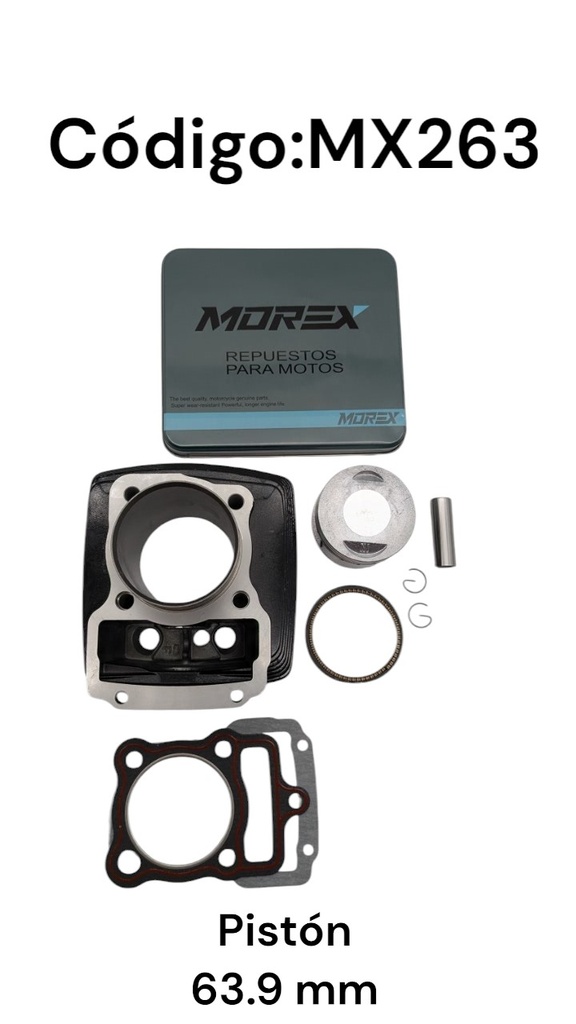 KIT CILINDRO CG200/ZS200/NANO200/SMX200 196CC NEGRO (PISTON 63.9MM RASPIN 15MM)