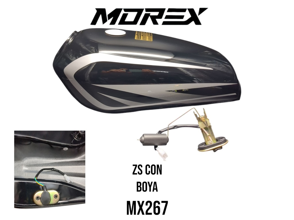 TANQUE GASOLINA ZS200/ZS150/NANO C/ BOYA NEGRO MOREX