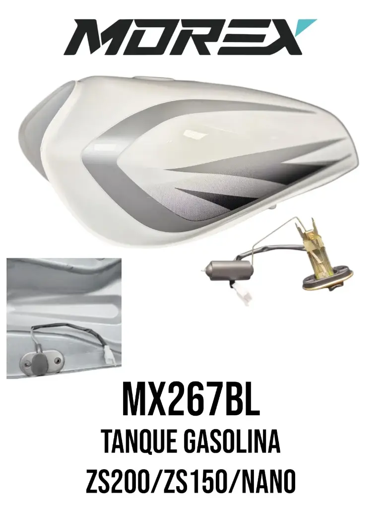 TANQUE GASOLINA ZS200/ZS150/NANO C/ BOYA BLANCO MOREX